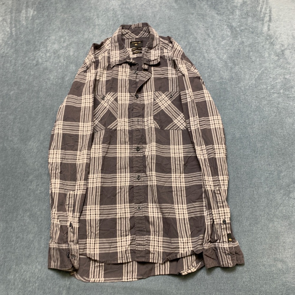 Quiksilver Shirt Mens Medium Multicolor Modern Fit Plaid High Low Hem Button Up